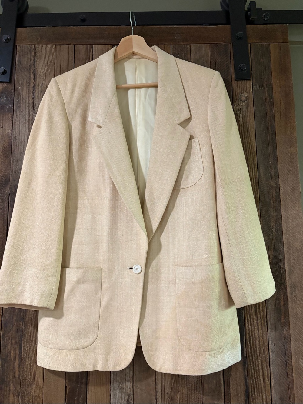 Women's Cream Single-Button Blazer with Patch Pockets